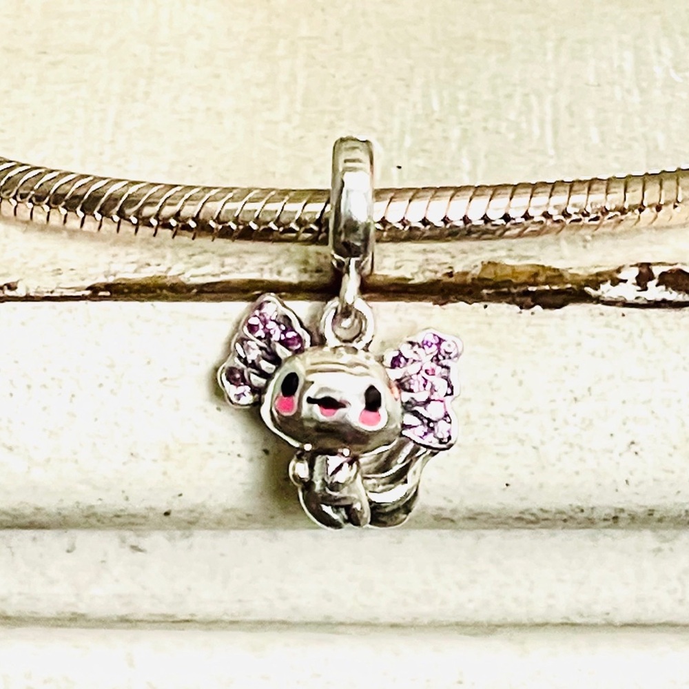 Axolotl Dangle Charm, S925 Sterling Silver, - Picture 2 of 3